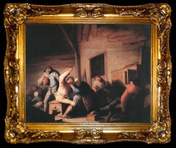 framed  OSTADE, Adriaen Jansz. van Carousing Peasants in a Tavern, ta009-2
